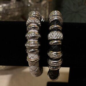 Braided Leather Crystal Rhinestone Bracelet Set